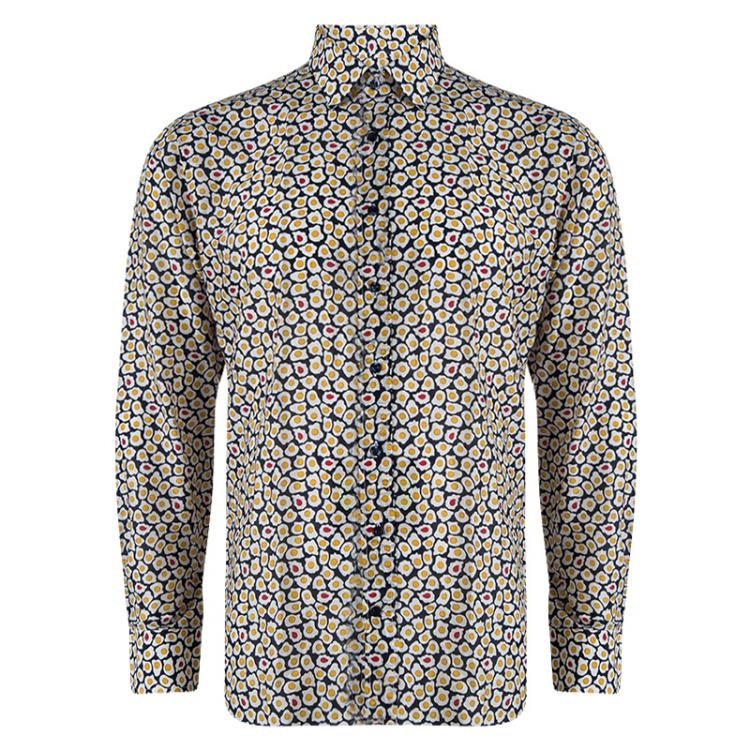 Pre Owned Etro Blue Printed Cotton Long Sleeve Button Front Shirt L