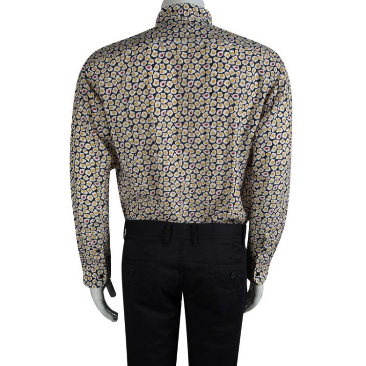 Pre Owned Etro Blue Printed Cotton Long Sleeve Button Front Shirt L