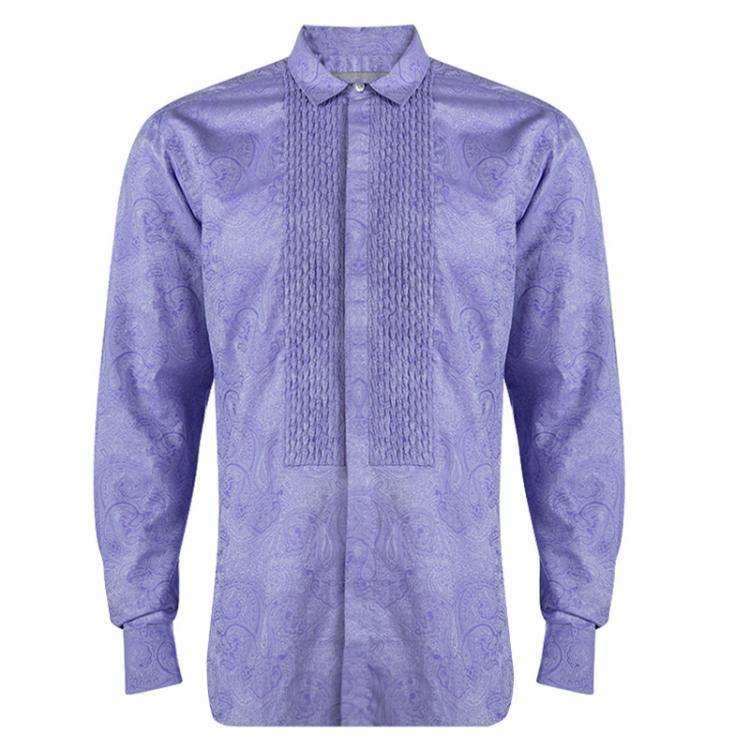 Pre Owned Etro Purple Cotton Paisley Motif Long Sleeve Button Front Shirt XL