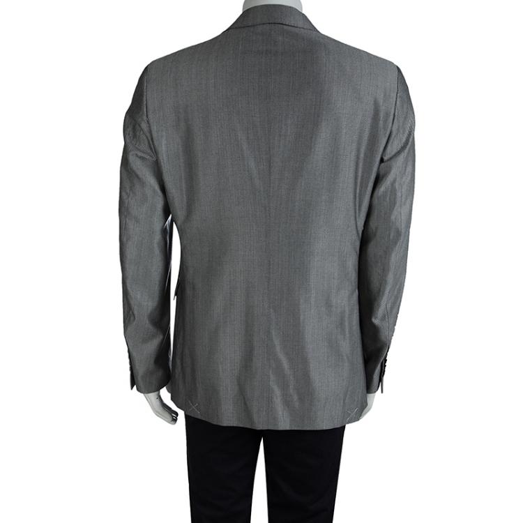 Pre Owned Etro Monochrome Patterned Notched Collar Blazer L
