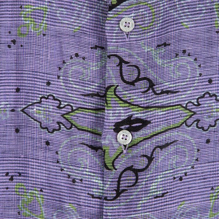 Pre Owned Etro Purple Printed Linen Long Sleeve Shirt XXL
