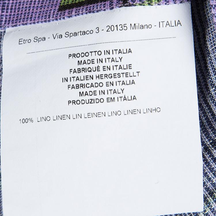 Pre Owned Etro Purple Printed Linen Long Sleeve Shirt XXL