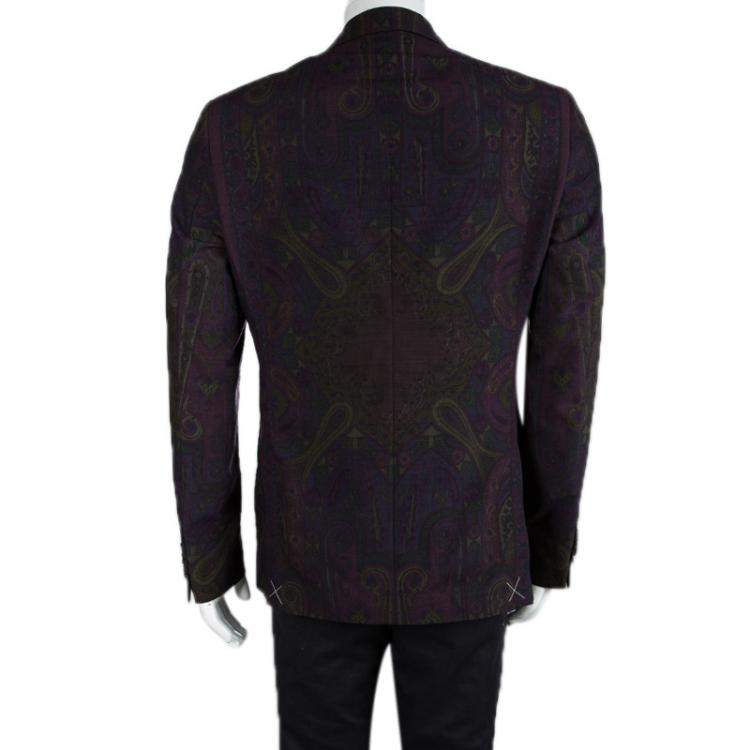 Pre Owned Etro Multicolor Paisley Printed Wool Blazer M