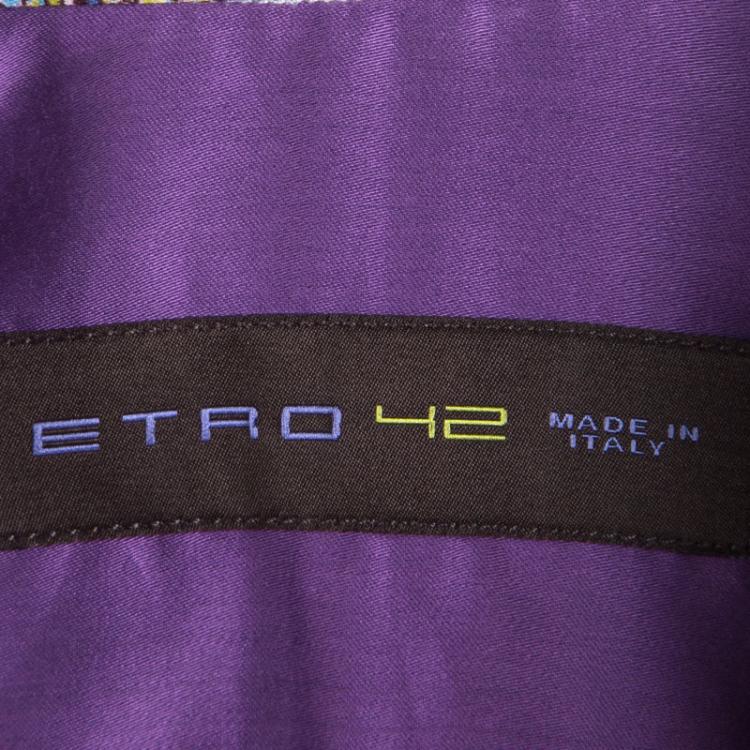 Pre Owned Etro Purple Pleat Detail Long Sleeve Button Front Cotton Shirt L