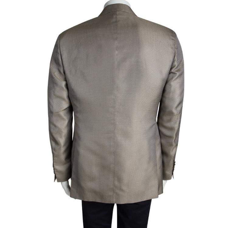 Pre Owned Etro Brown Patterned Jacquard Silk Blazer L