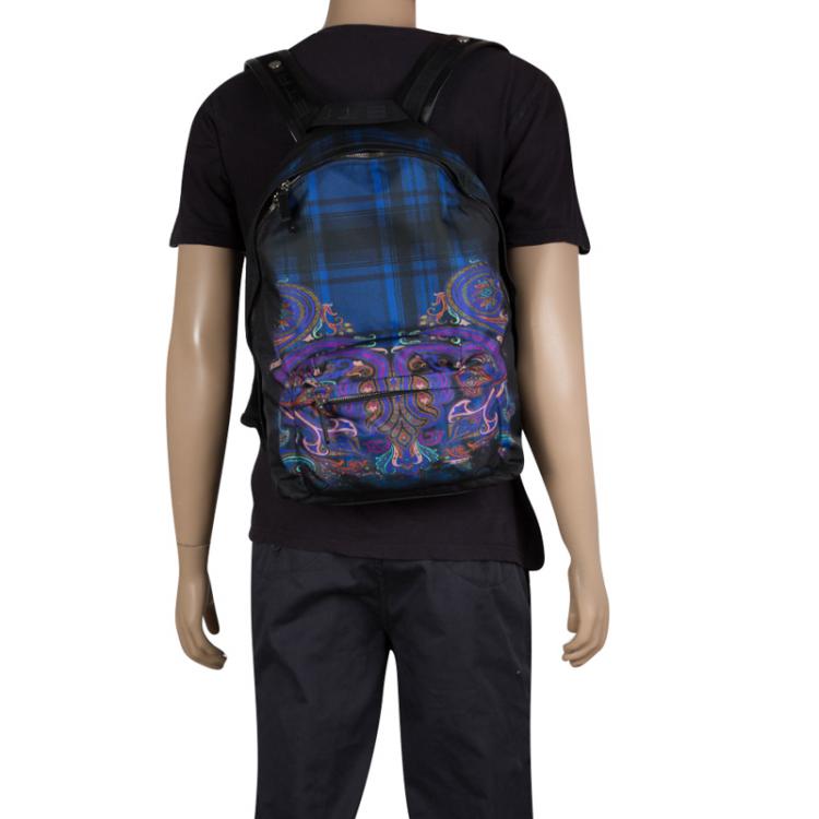 Pre Owned Etro Black Paisley Printed Nylon Backpack