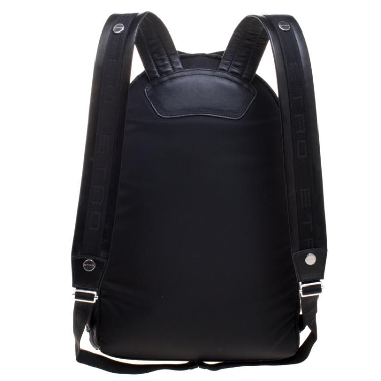 Pre Owned Etro Black Paisley Printed Nylon Backpack
