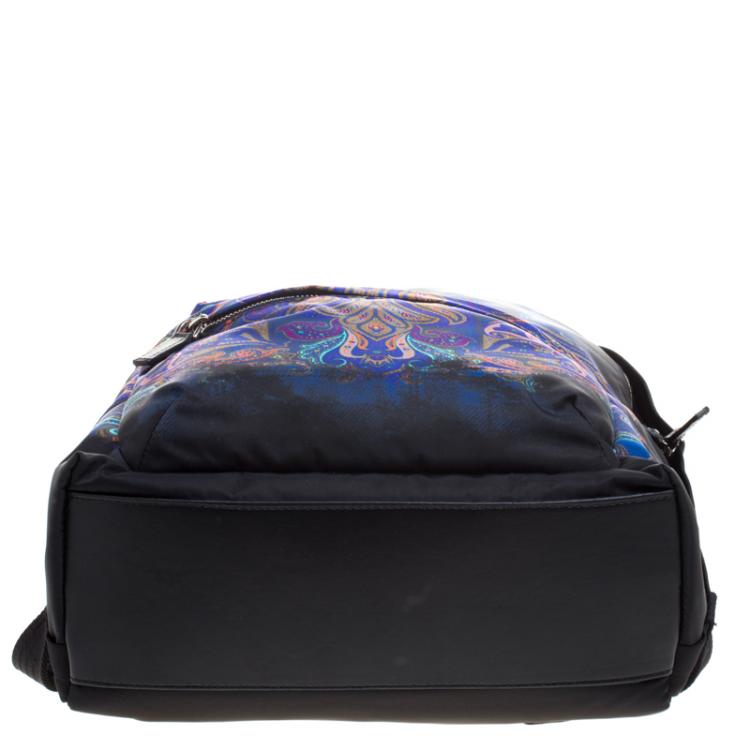 Pre Owned Etro Black Paisley Printed Nylon Backpack