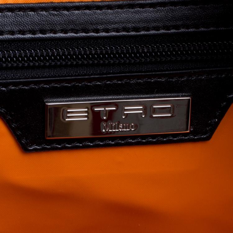 Pre Owned Etro Black Paisley Printed Nylon Backpack