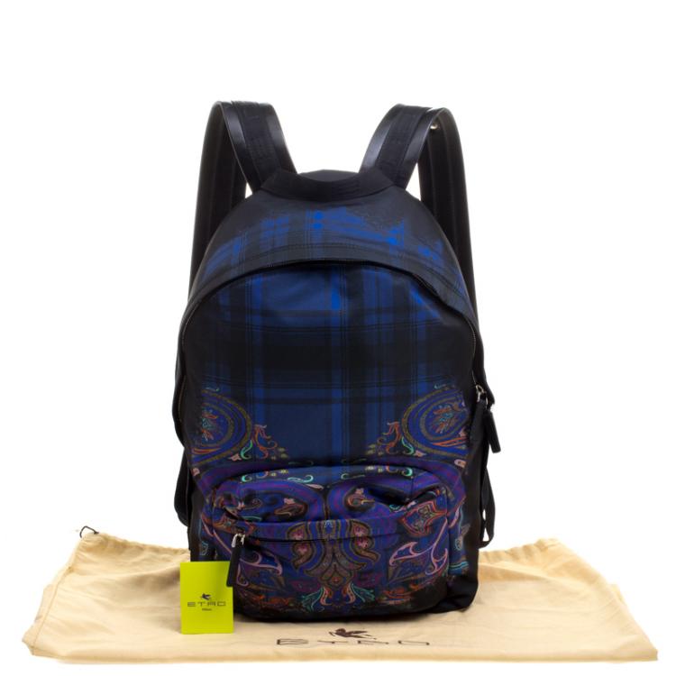 Pre Owned Etro Black Paisley Printed Nylon Backpack