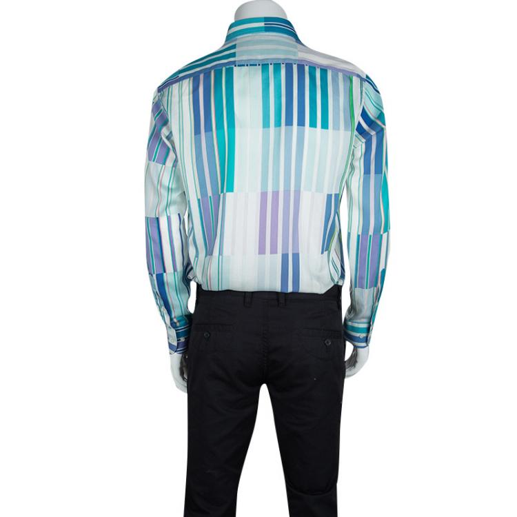 Pre Owned Etro Multicolor Striped Cotton Long Sleeve Button Front Shirt L