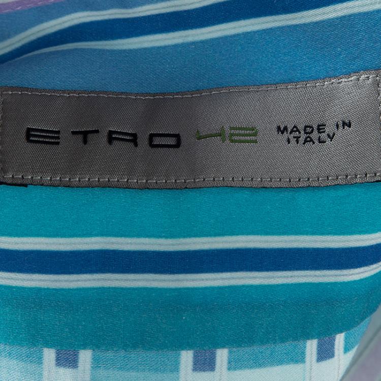 Pre Owned Etro Multicolor Striped Cotton Long Sleeve Button Front Shirt L