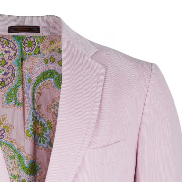 Pre Owned Etro Men's Pastel Pink Corduroy Blazer XXL