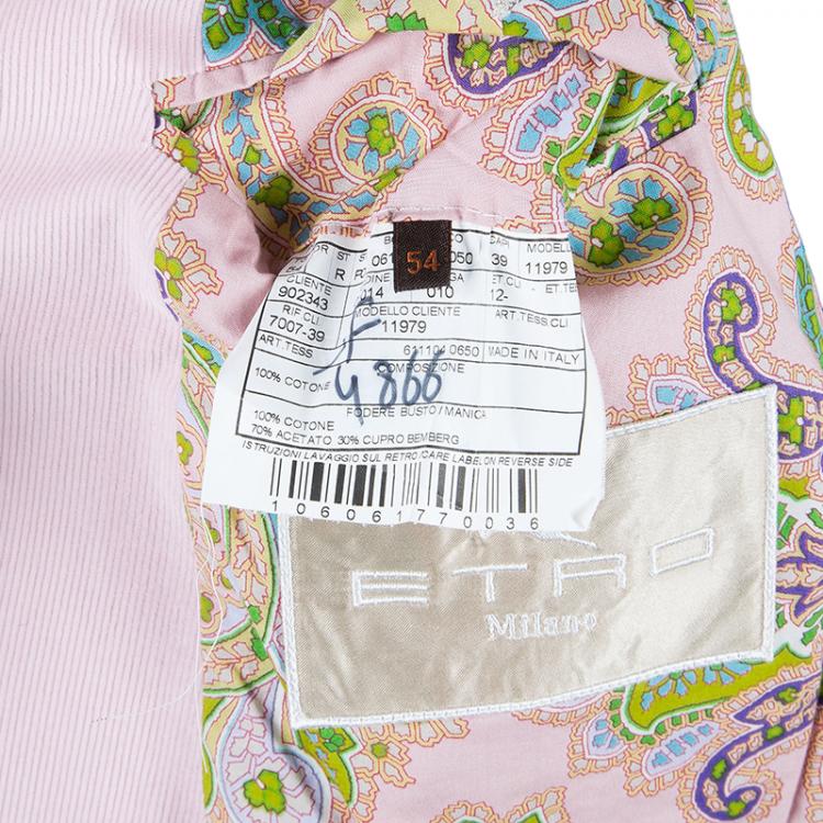 Pre Owned Etro Men's Pastel Pink Corduroy Blazer XXL