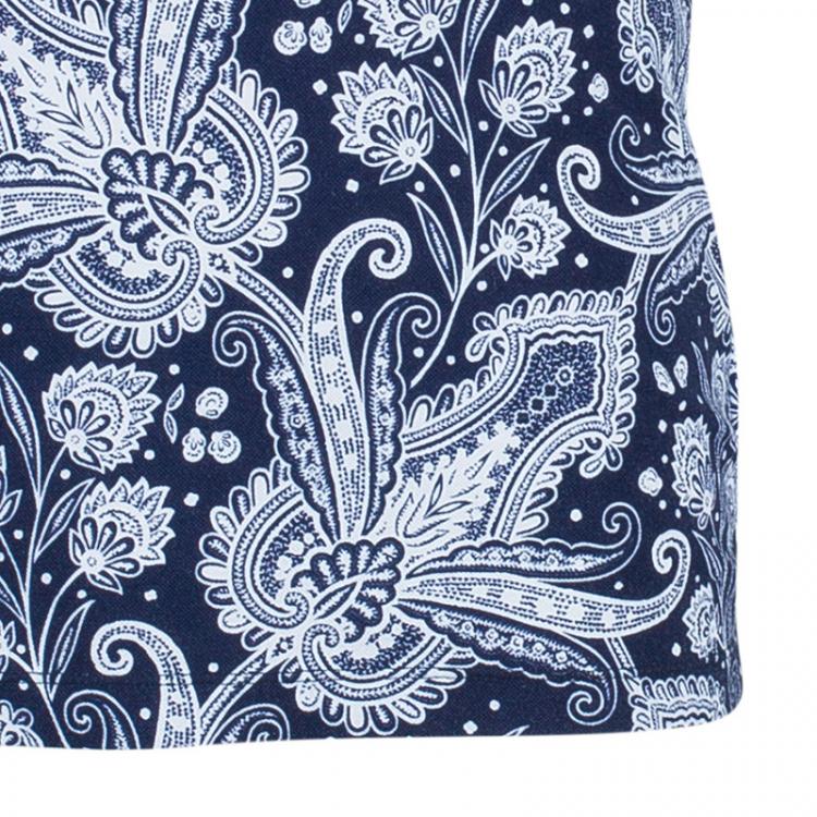 Pre Owned Etro Men's Navy Paisley Polo Shirt S