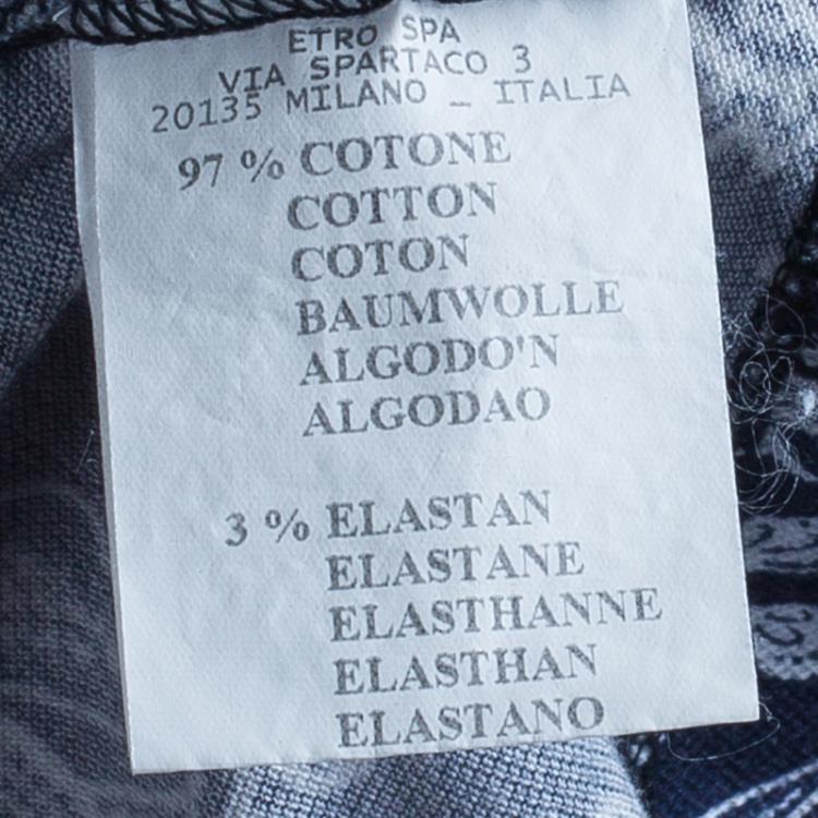 Pre Owned Etro Men's Navy Paisley Polo Shirt S