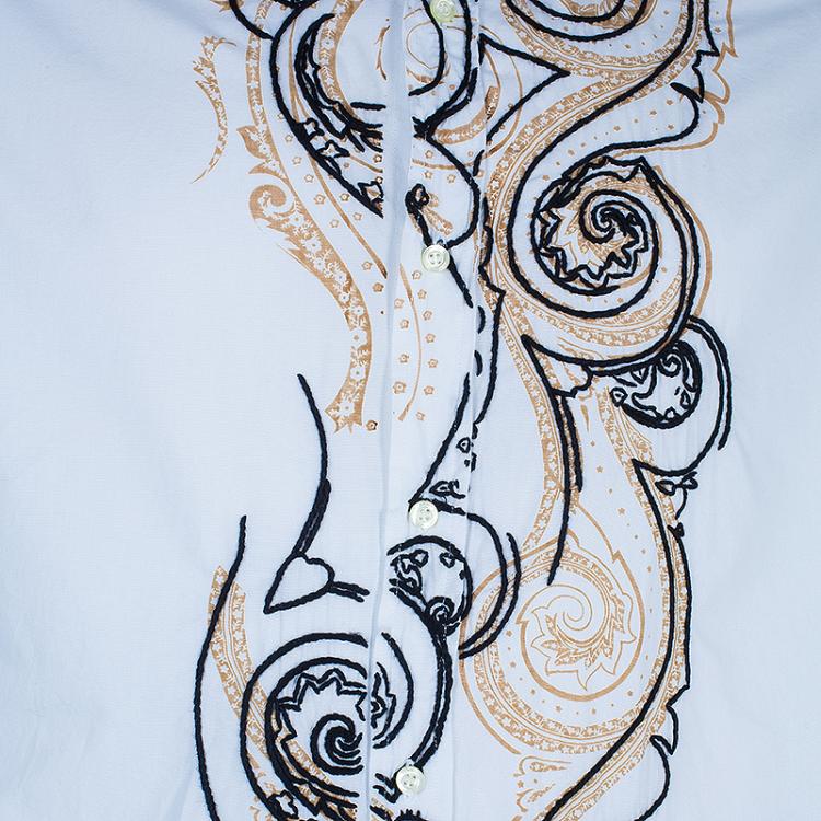 Pre Owned Etro Men's White Embroidered Shirt XXL