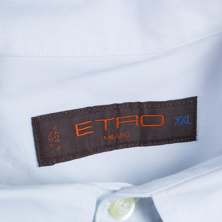 Pre Owned Etro Men's White Embroidered Shirt XXL