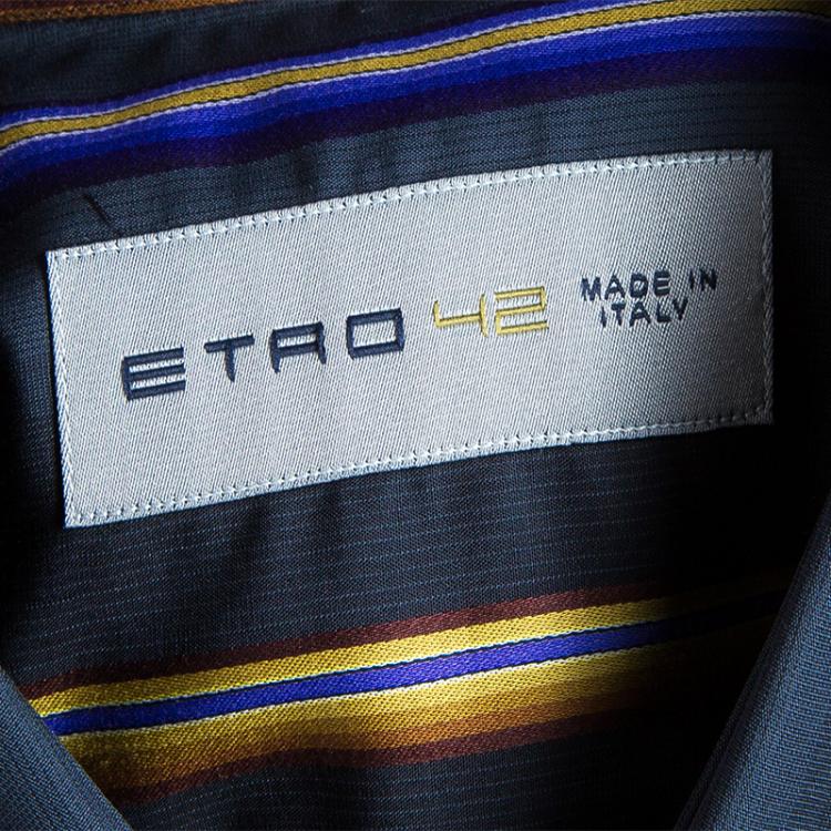 Pre Owned Etro Men's Multicolor Striped Shirt M