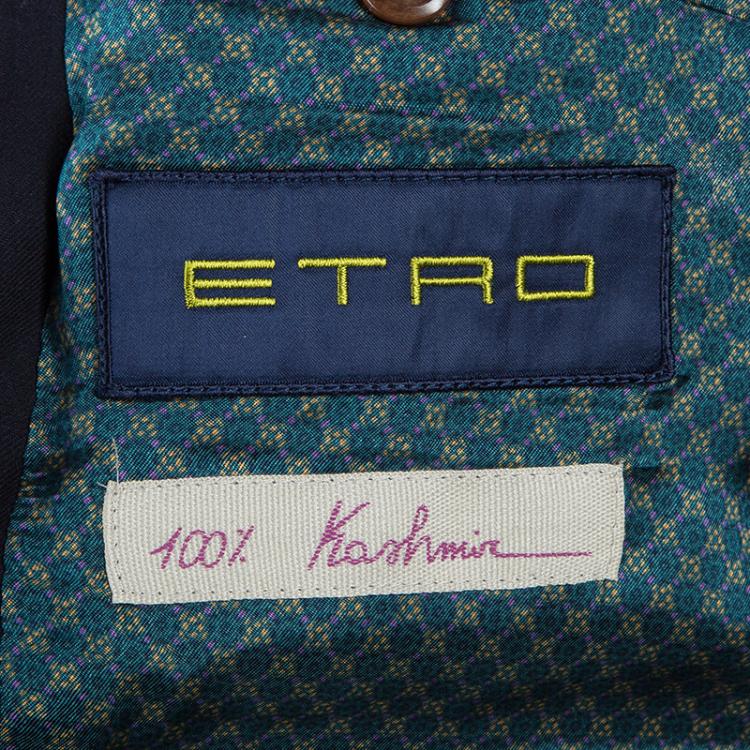 Pre Owned Etro Navy Blue Cashmere Sports Coat XL