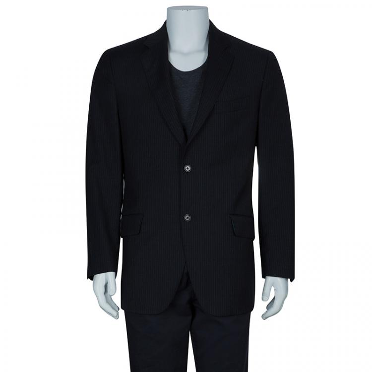 Pre Owned Etro Men's Navy Blue Pinstripe Sports Coat L