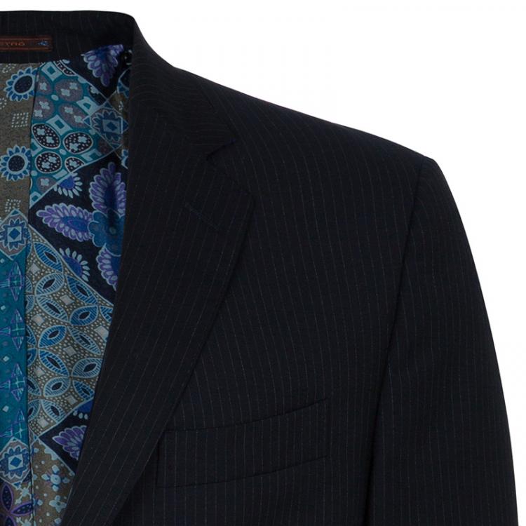 Pre Owned Etro Men's Navy Blue Pinstripe Sports Coat L