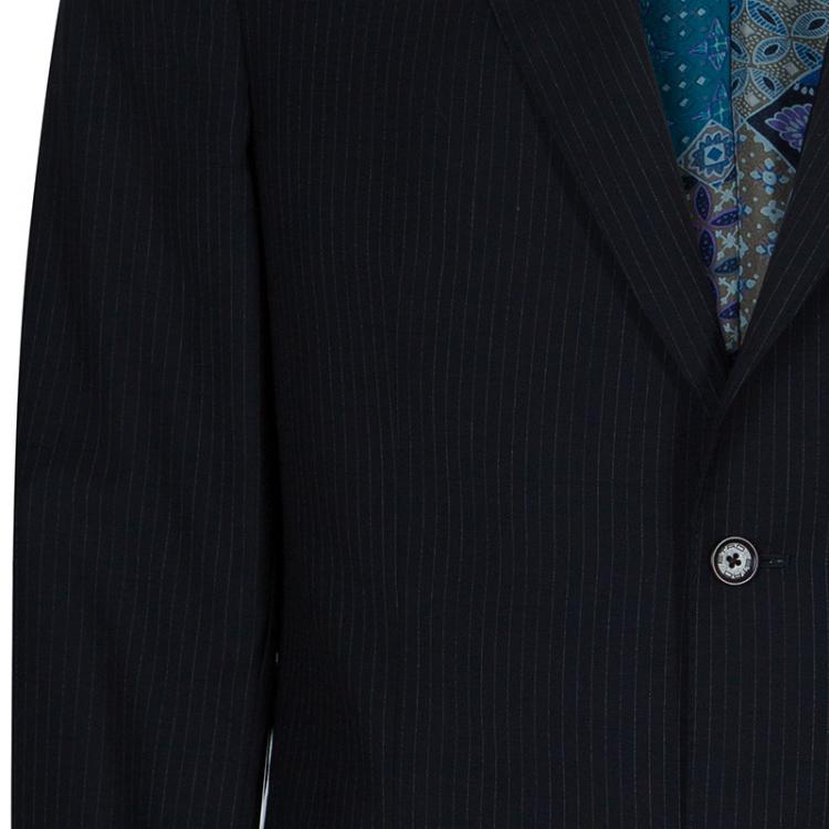 Pre Owned Etro Men's Navy Blue Pinstripe Sports Coat L