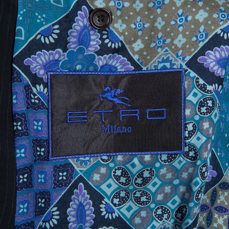 Pre Owned Etro Men's Navy Blue Pinstripe Sports Coat L