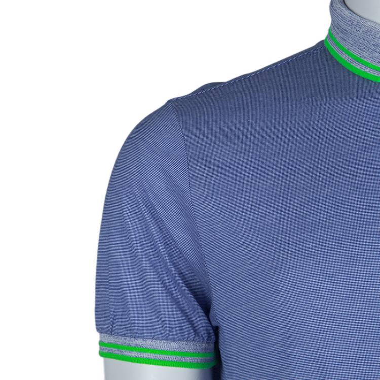 Pre Owned Etro Blue Contrast Rib Trim Polo T-Shirt M