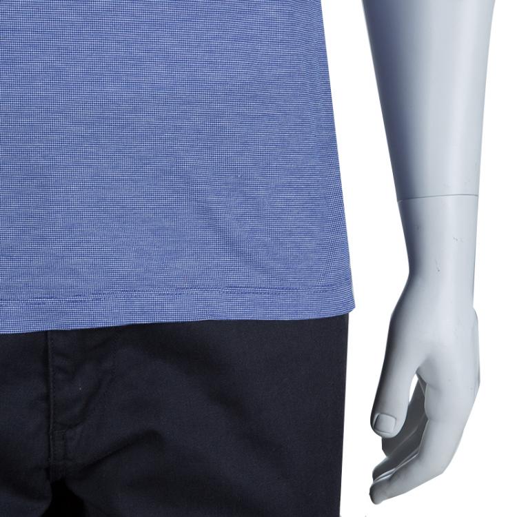 Pre Owned Etro Blue Contrast Rib Trim Polo T-Shirt M