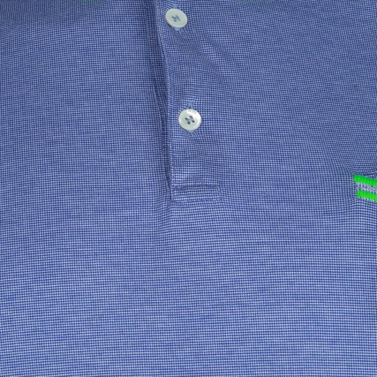 Pre Owned Etro Blue Contrast Rib Trim Polo T-Shirt M