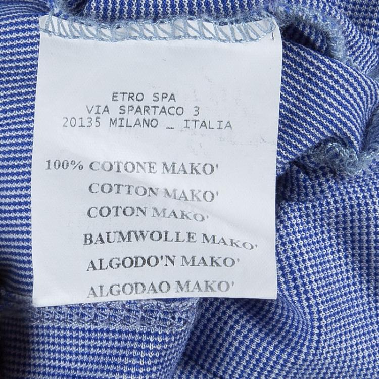Pre Owned Etro Blue Contrast Rib Trim Polo T-Shirt M