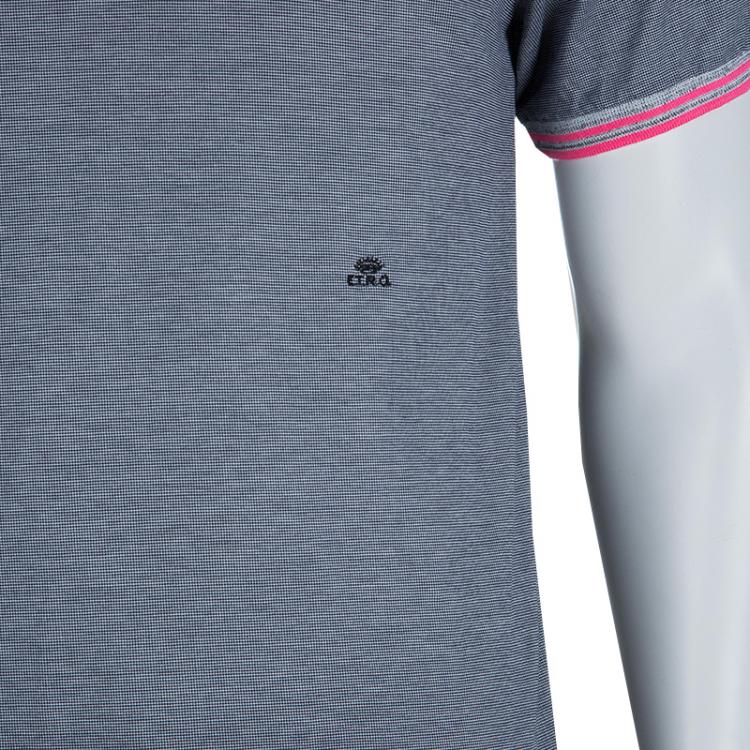 Pre Owned Etro Grey Contrast Rib Trim Polo T-Shirt M