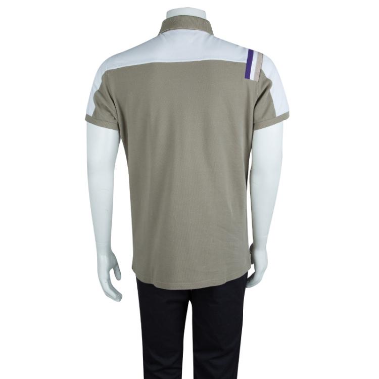 Pre Owned Etro Khaki Colorblock Knit Polo T-Shirt XL