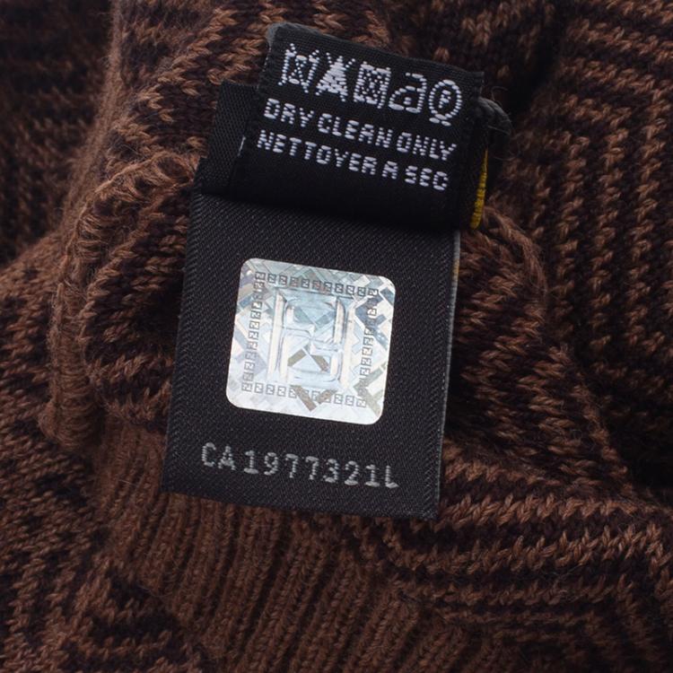 Pre Owned Fendi Brown Woven Wool Beanie