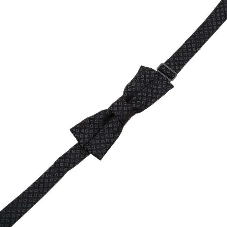 Pre Owned Fendi Black Silk FF Logo Bow Tie 