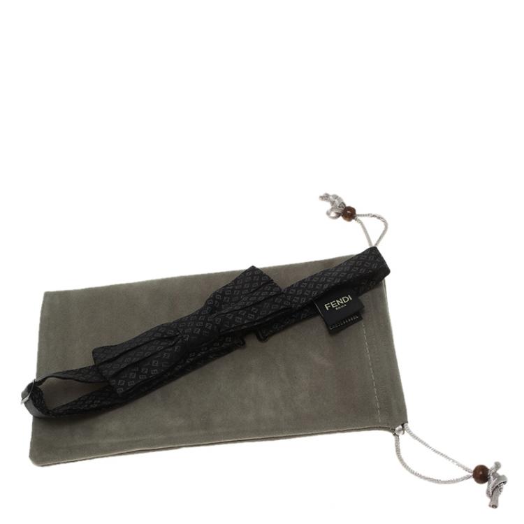 Pre Owned Fendi Black Silk Zucchino Bow Tie