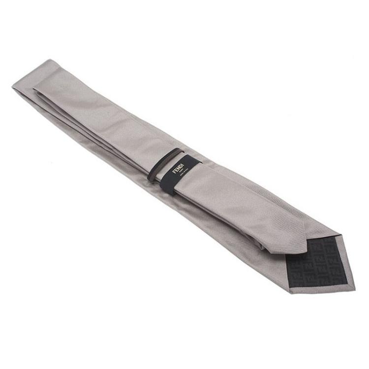 Pre Owned Fendi Grey Silk Tie