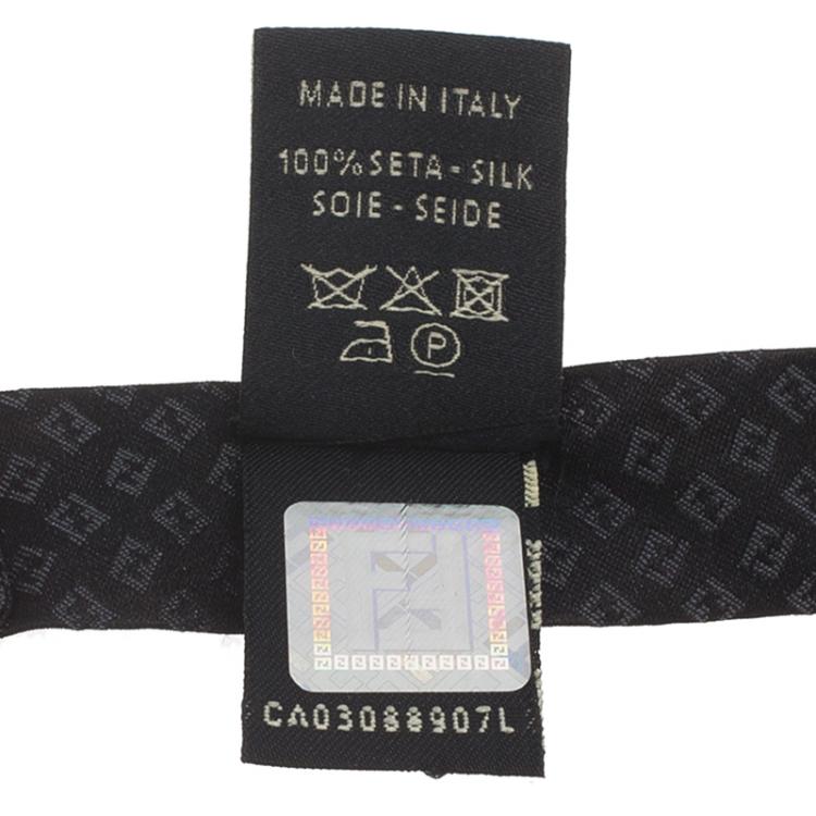 Pre Owned Fendi Black Silk FF Logo Bow Tie