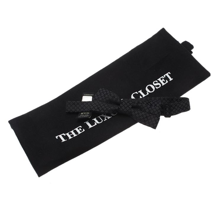 Pre Owned Fendi Black Silk FF Logo Bow Tie