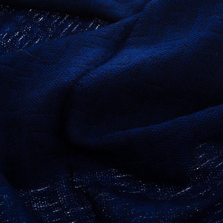 Pre Owned Fendi Cravatte Navy Blue Wool Zucca Pattern Detail Muffler 