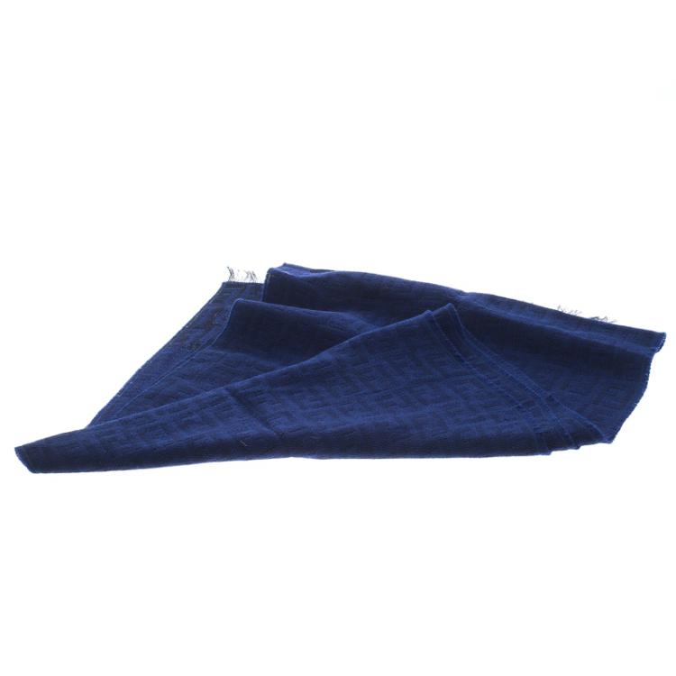 Pre Owned Fendi Cravatte Navy Blue Wool Zucca Pattern Detail Muffler 