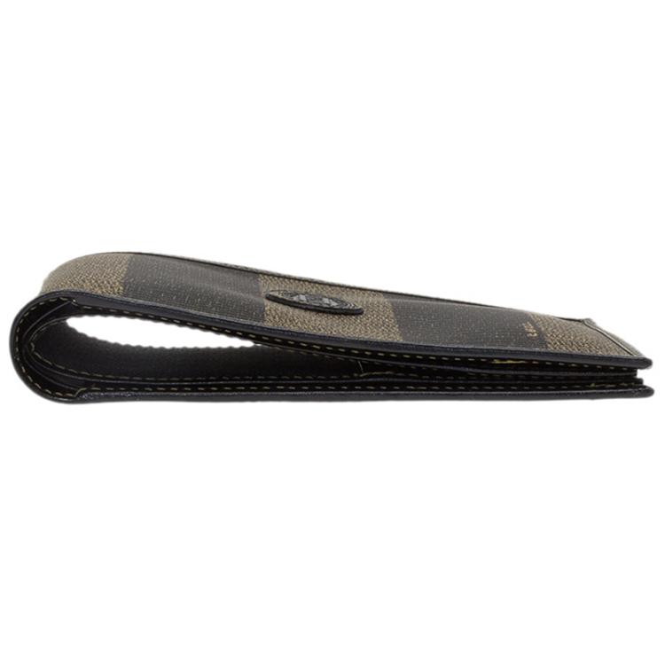 Pre Owned Fendi Tobacco Coated Canvas Pequin Bifold Wallet