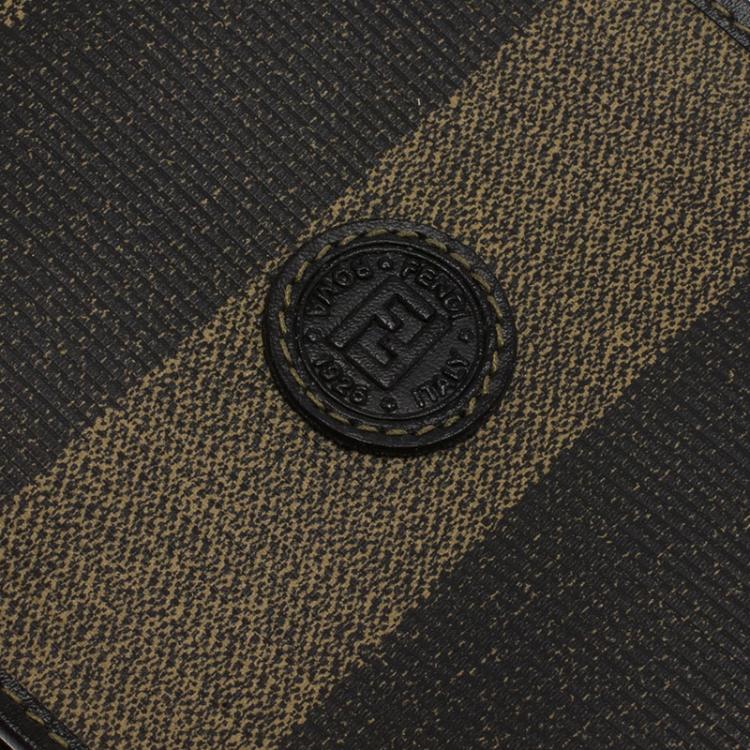 Pre Owned Fendi Tobacco Coated Canvas Pequin Bifold Wallet