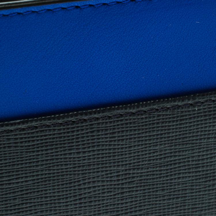 Pre Owned Fendi Black/Blue Leather Bi Fold Wallet