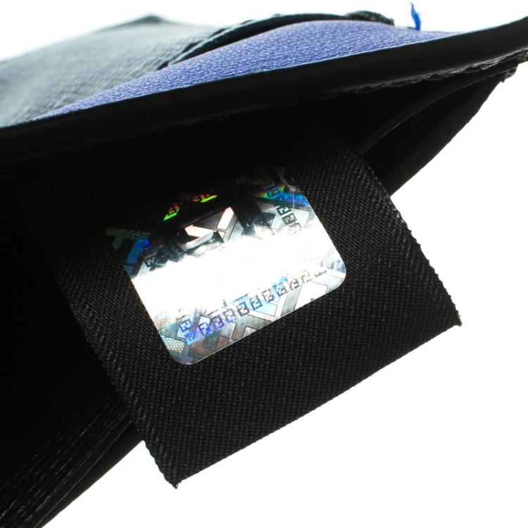 Pre Owned Fendi Black/Blue Leather Bi Fold Wallet