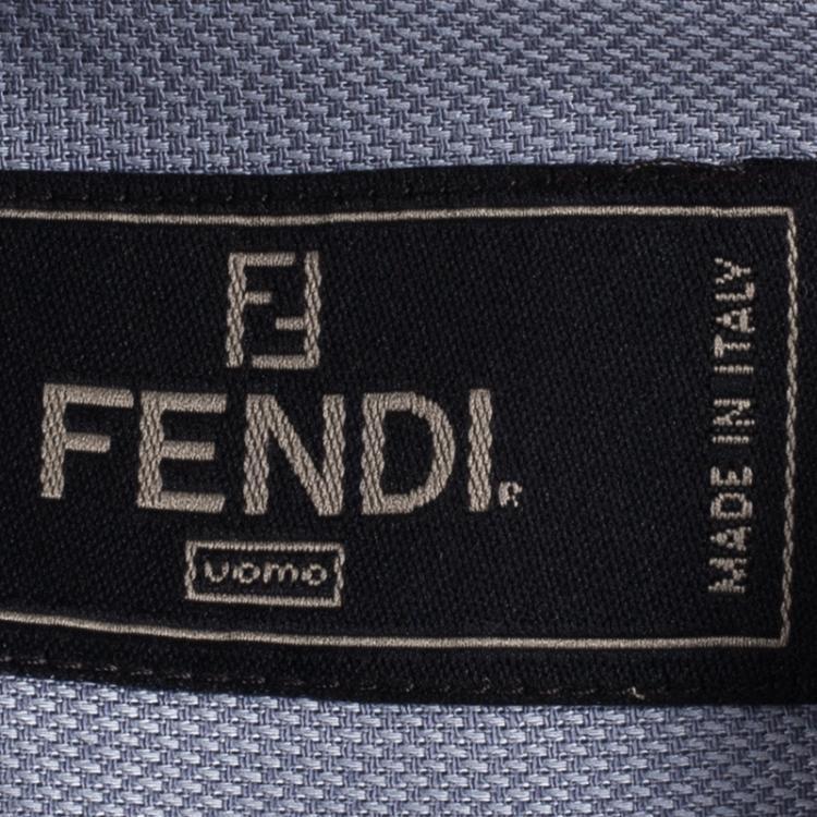 Pre Owned Fendi Men's Pale Grey Cotton Shirt M