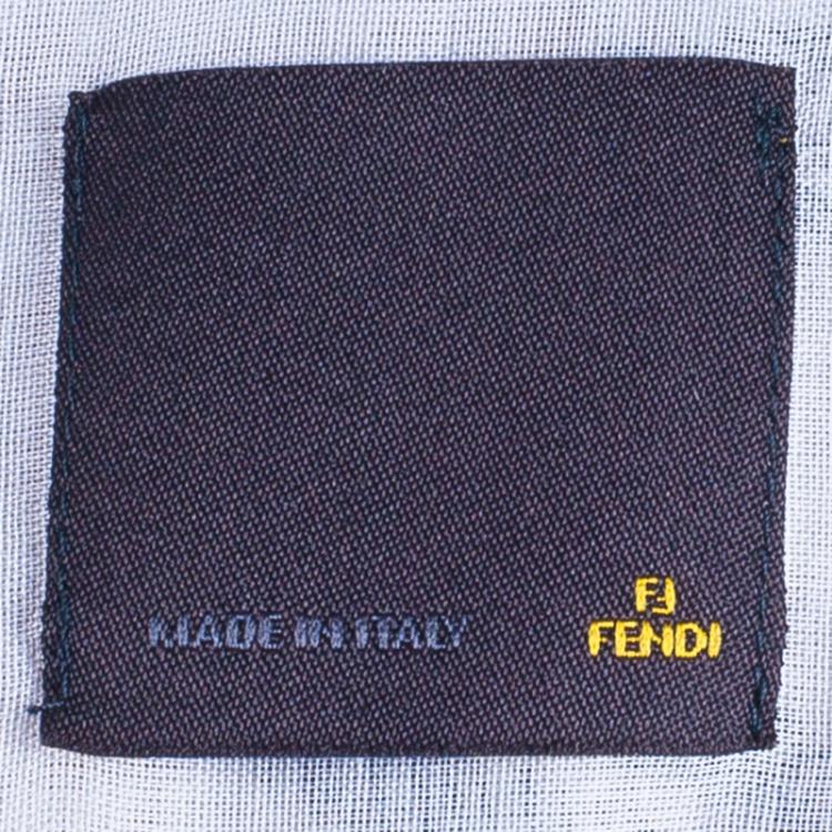 Pre Owned Fendi Men's White Embroidered Shirt L
