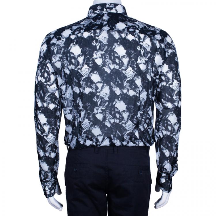 Pre Owned Fendi Men's Black Printed Shirt M