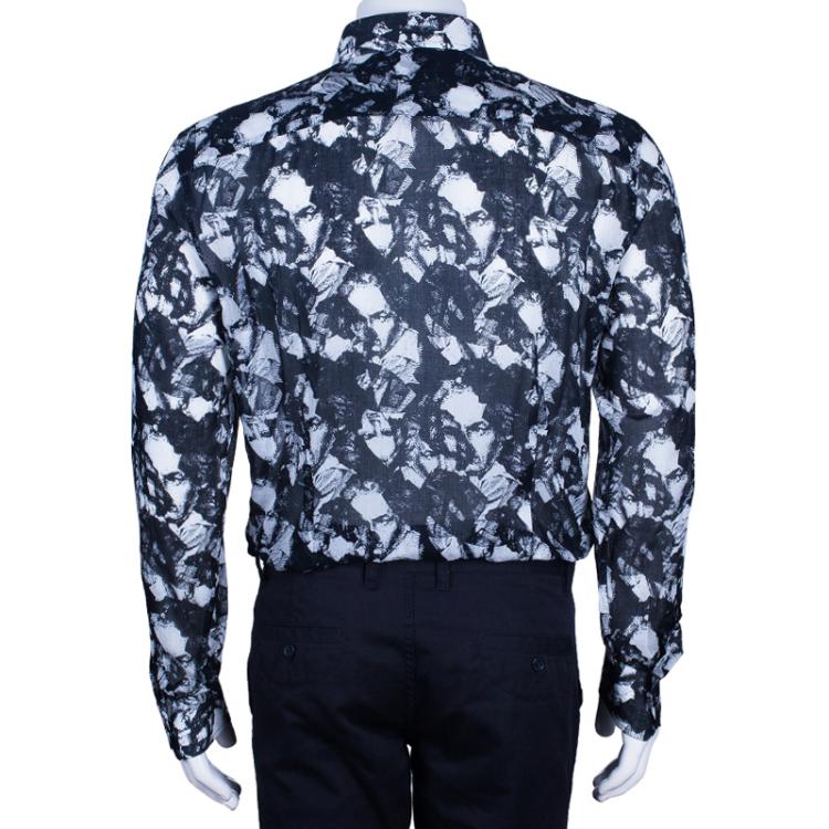 Pre Owned Fendi Men's Black Printed Shirt L